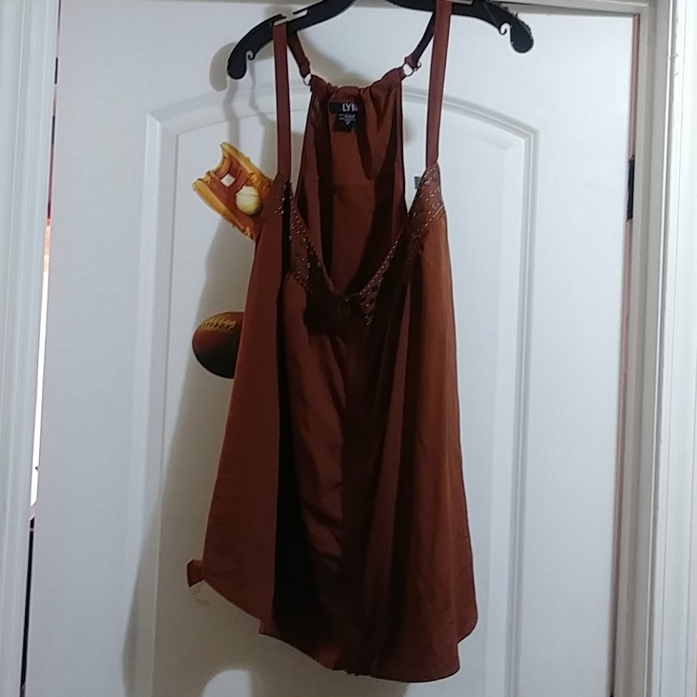 Rust sequin top